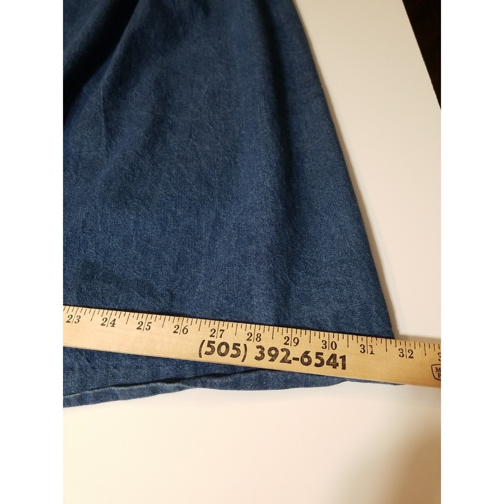 Vtg 80s Skirt A-Line Long Dark Wash Denim Mom S Pleats Elastic Pockets Modest - Picture 14 of 14